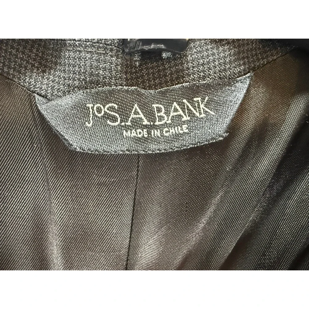Jos A Bank Signature Collection Grey 100% Wool Micro Check Blazer Sport Coat 43R